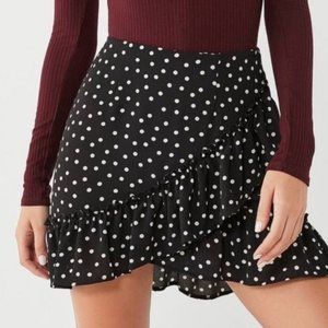 Urban Outfitters Black White Pokadot Wrap Skirt